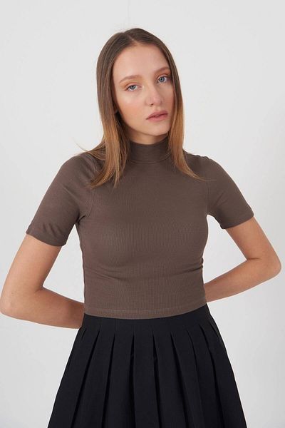 Addax Halenka Basic Crop B1096-y1t2 s vysokým límcem a krátkým rukávem