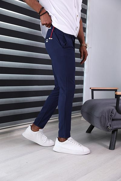 JACK CAPRİO Navy Blue Slim Fit Jogger - Particle Fabric, Special Pattern