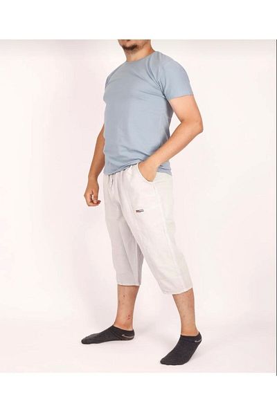 FATELLA Men's Soft Raw Cloth Elastic High Waist Comfortable Fit Natural Capri