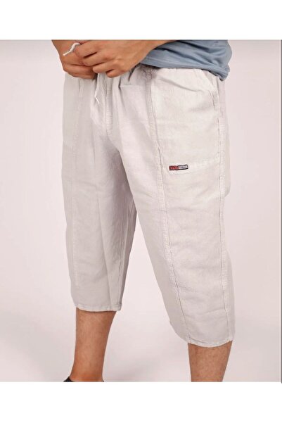 FATELLA Erkek Yumuşak Ham Bez Lastikli Yüksek Bel Rahat Kalıp Natural Kapri