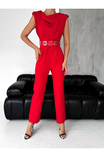 Women's red jumpsuits hotsell