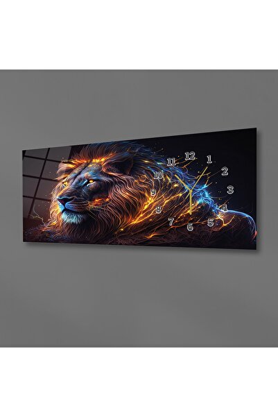 marpanya Yatay Yandan Saatli Sanat ve Doğa Temalı Cam Tablo 178