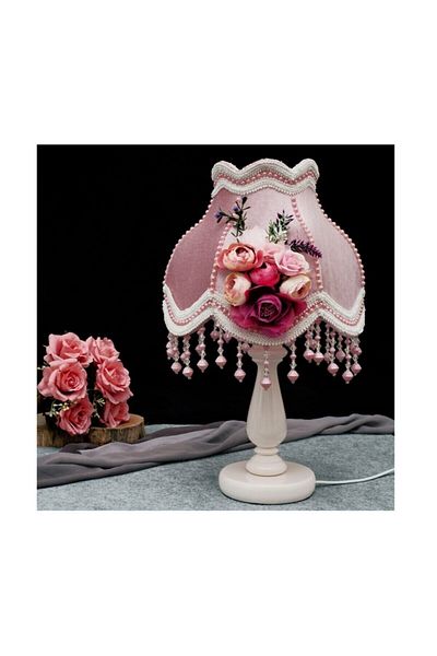 Nettenevime Velvet Covered Flower Decorated Lampshade