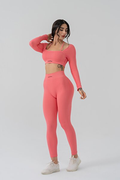 GYMXPRO بدلة مزدوجة بأكمام طويلة مع تفاصيل حبل مضلع