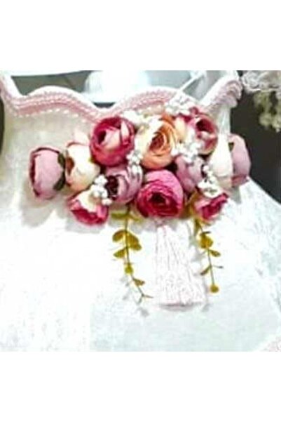 Dekovien Kumaş Kaplama Çiçek Süslemeli Dekoratif Abajur Üçlü Set A166