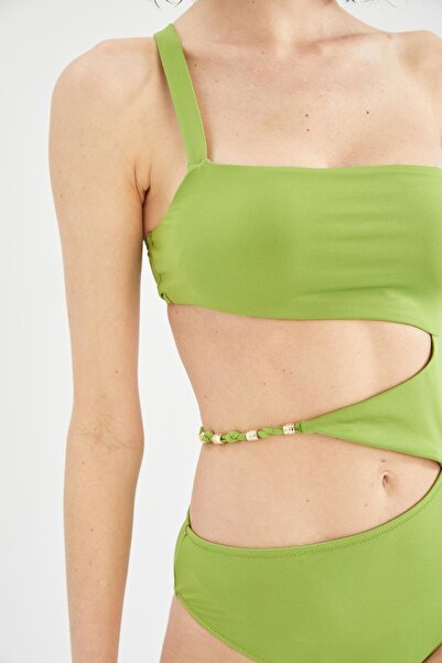 DeFacto Fall In Love Regular Fit One Shoulder Kiegészítő részletek Rugalmas textúrájú fürdőruha