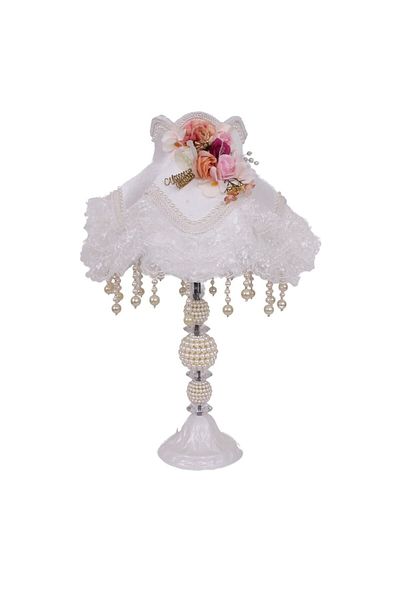 Dekovien Ecru Classic Lampshade - Flower Decorated Model