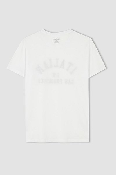 DeFacto Slim Fit Crew λαιμόκοψη, βαμβακερή χτενισμένη μπλούζα