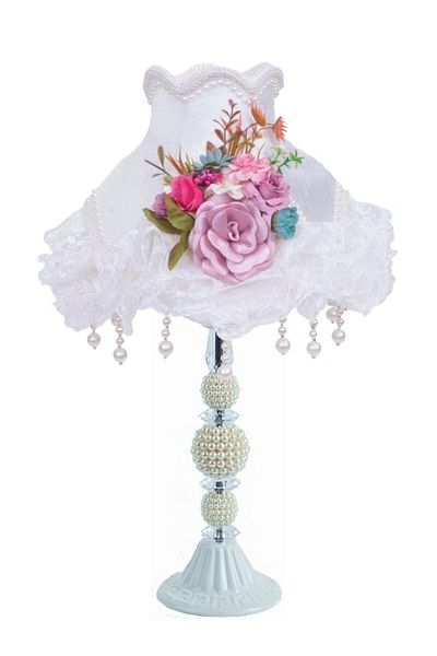 Dekovien White Flower Decorated Classic Lampshade Model