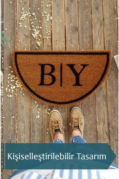 LAMONETA Oval Door Front Koko Bristle Mat with Letter B and Y