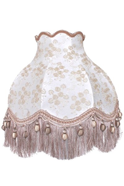 Dekovien Ahşap Ayak Vizon Gold Renk Kadife Kaplı Lambader Vintage Model