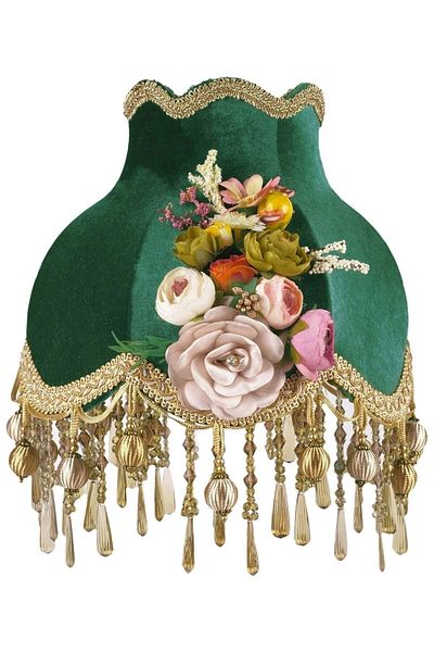 Dekovien Gold Lampshade - Velvet Covered and Floral Decoration