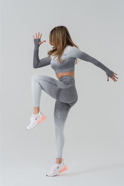 GYMXPRO Seamless Push-up Detailed Gathering Gradient Pattern Sports Leggings