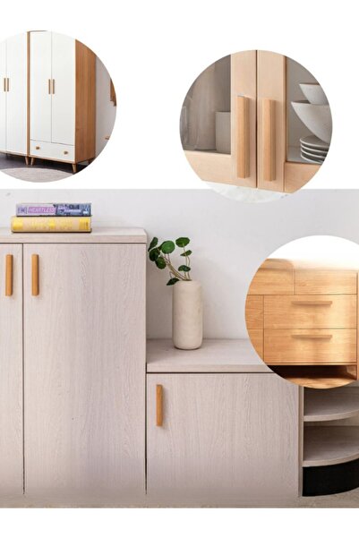 ARTI WOODS 6,4 Cm - Dolap Kulpu Ahşap , Modern Çekmece Kulpu Artı , Rustik Mutfak Kulpu