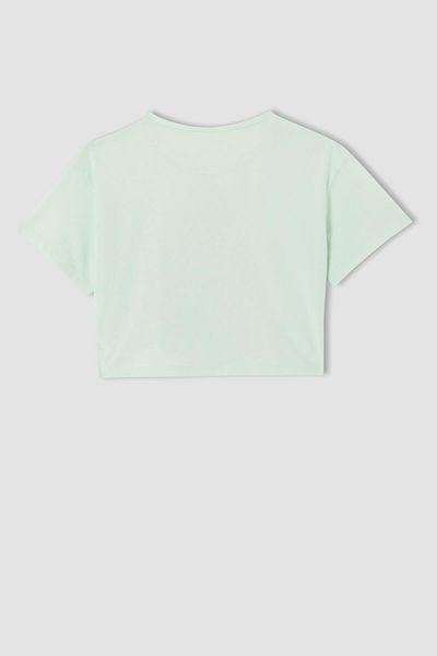 DeFacto Girl's Relax Fit Touch Light Crop Short Sleeve T-Shirt