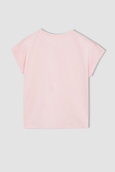 DeFacto Κοριτσίστικο βαμβακερό μπλουζάκι με κοντό μανίκι Crew λαιμόκοψη