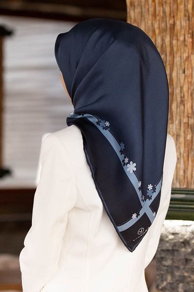 Vissona Γυναικείο μεταξωτό κασκόλ Twill Indigo-navy blue