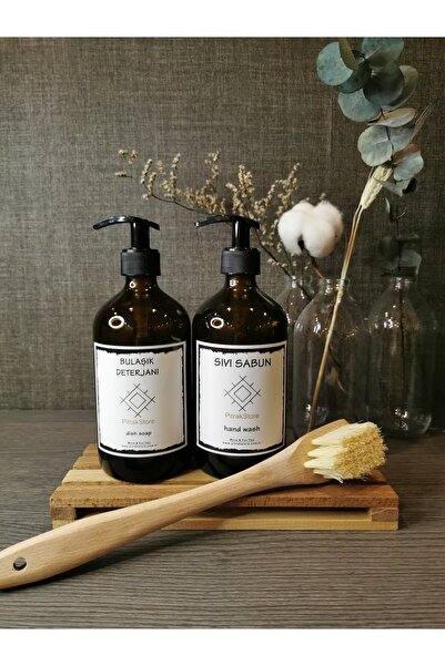 PitrakStore مجموعة حامل شرائح خشبية بتصميم فرشاة مكونة من زجاجتين من زجاج الك...