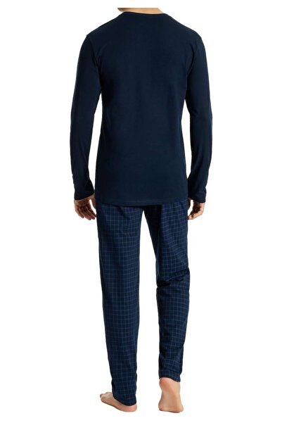 uncover by Schiesser Herren Schlafanzug 2-tlg. Set - lang, V-Ausschnitt, Baumwolle, uni/gemustert