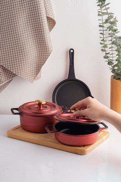 Nehir Aluminum Casting 5 Piece Baby Mini Food Sauce Pot Set