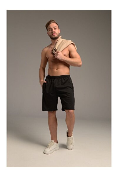 MİSTİRİK Μοντέλο Viterbo Σορτς Βερμούδα με χαλαρή κοπή Άνετο μοντέλο χτενισμένο βαμβακερό σορτς μαύρο χρώμα