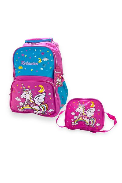 Relaxion Rucsac pentru școală primară cu 3 compartimente Unicorn (de lux de calitate 1) + Cutie de prânz Cod: 1340