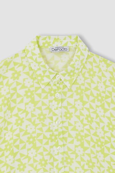 DeFacto Regular Fit Patterned Short Sleeve Viscose Shirt