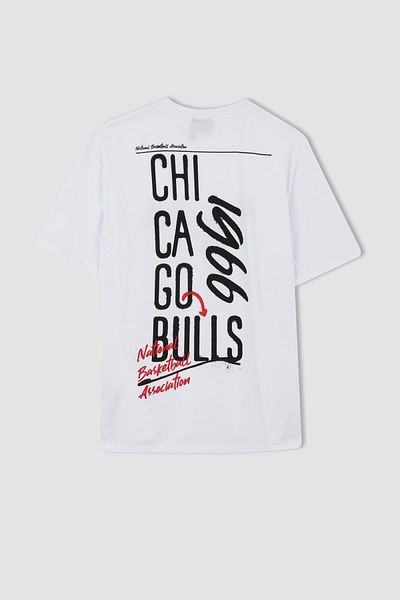 DeFacto Ανδρικό μπλουζάκι NBA Chicago Bulls με μποξ 100% βαμβάκι