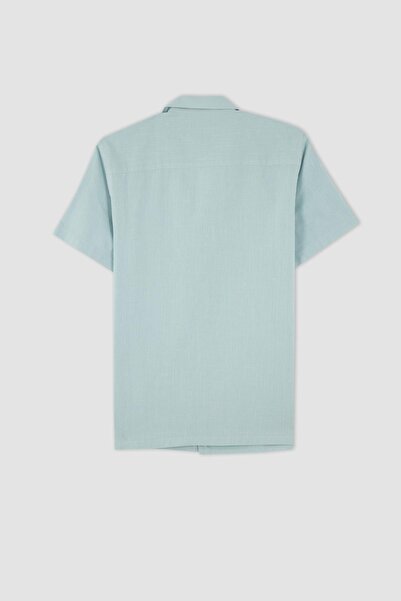 DeFacto Moderná fit košeľa s krátkym rukávom a otvoreným golierom