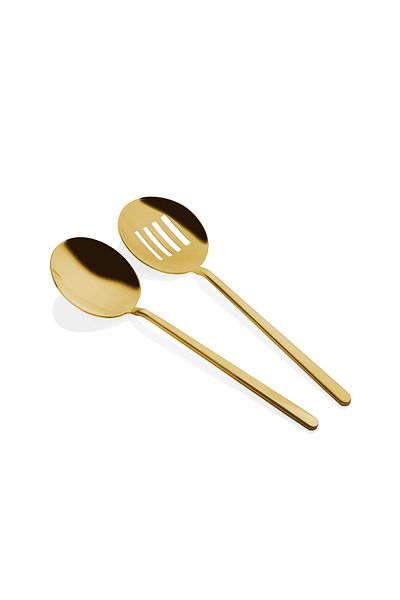 The Mia Gourmet Service Set Matte Gold 2 Pieces