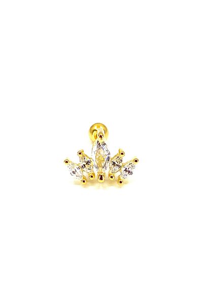 La femme by begum White Stone Five Marquise Crown Gold Piercing,helix,tragus,flat,conch Ball Rotating Silver Piercing
