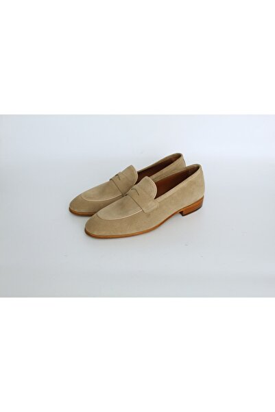 Murat Erbaş Hakiki Deri Süet Bej Loafer Ayakkabı
