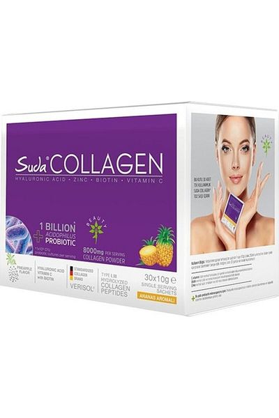 Suda Collagen كيس مسحوق بنكهة الأناناس بروبيوتيك - 30x10 جرام