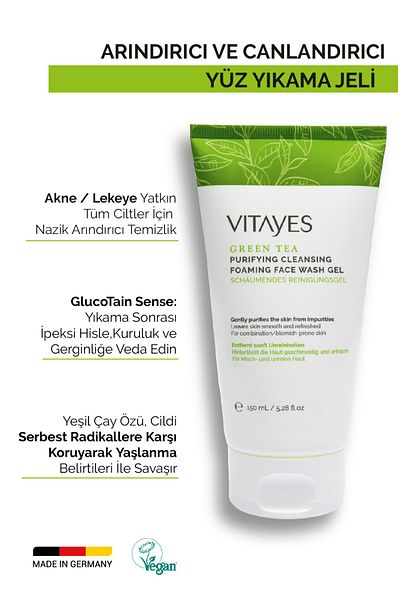 VITAYES Face Washing Gel Advantageous Triple Set with Green Tea Extract Deep Cleansing for Acne Prone Skin