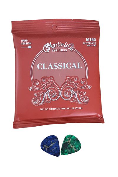 Martin M160 - Silverplated (high Tension) Classic Guitar String + 2 Plectrums Myyonca321