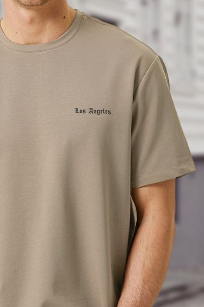 BESSA Ανδρικό μπλουζάκι με λαιμόκοψη με στάμπα Los Angeles