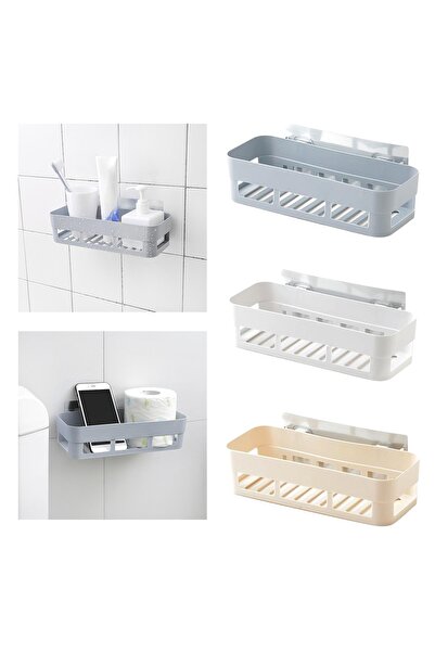 Granvex Banyo Köşeliği Şampuan Rafı Banyo Rafı Güclü Yapıstırıcılı Delmeye Ge...