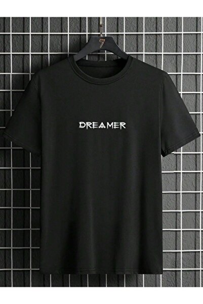 Keywest تي شيرت قطني صيفي كبير الحجم مطبوع عليه Dreamer بياقة دائرية