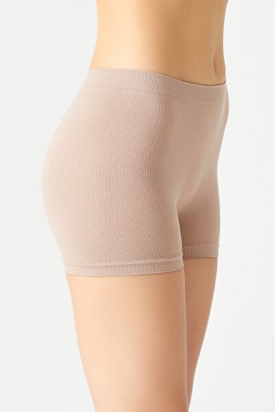 Los Ojos Beige Ribbed Seamless Boxer Briefs Ribbed Boyshort