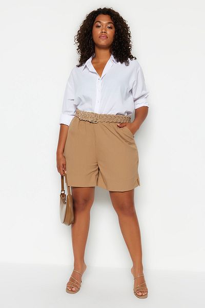 Womens plus size khaki shorts online
