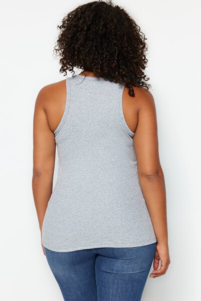 Trendyol Curve Gray Melange Halter Collar Basic Knitted Tank Top TBBSS23CV00001