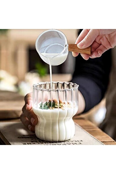 Gulcindesing 260ml Şeffaf Cam Su Bardağı Isıya Dayanıklı Kahvaltı Sütlü Dondu...