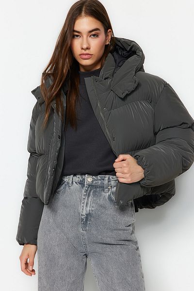 Trendyol Collection Khaki Oversize Hooded Waterproof Puffer Jacket TWOAW24MO00073