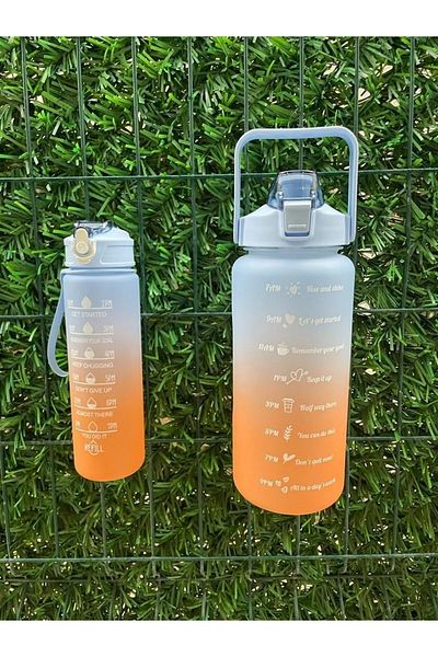 OSMEY Motivational 2-Piece Water Bottle Water Bottle 2lt 900ml Tritan Sports Gym Water Bottle with Baby