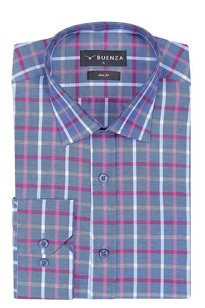 Buenza Sry Soft Plaid 047 Slim Fit Long Sleeve Shirt - Red
