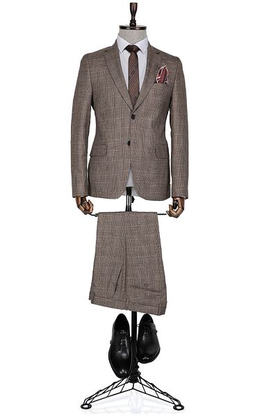 Buenza Toprak Plaid Slim Fit Men's Suit - Bottega