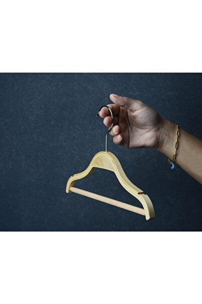 NYN Ahşap 0-3 Yaş Bebek Elbise Askısı Naturel Renk 6 Adet