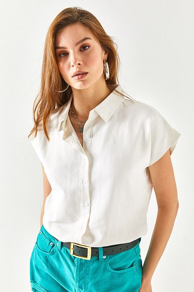 Olalook Women's Ecru Bat Viscose Shirt GML-19000612