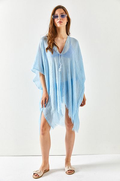 Olalook Kimono pareo cu cravată albastră pentru femei KMN-00000063