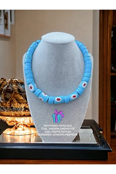 bizizmoda الطابق السفلي الزجاج حبة Serenay الزجاج قلادة عين الشر حبة قلادة